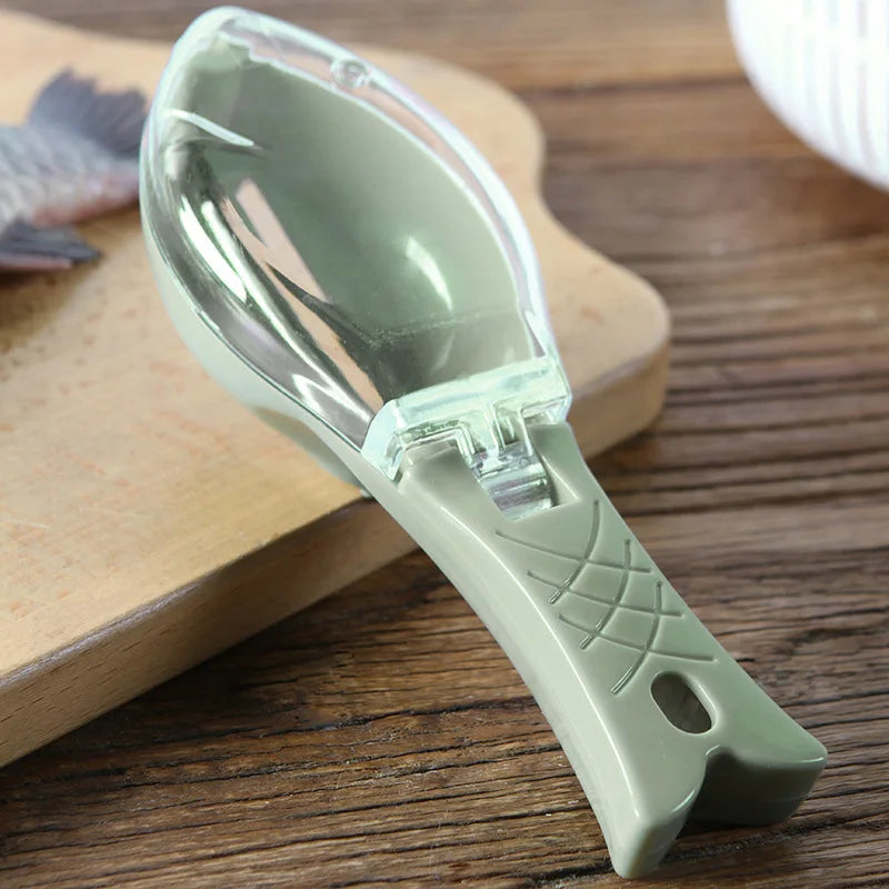 Fish Skin Brush Kitchen Tools Fish Scale with Lid Scraping Fishing Scale Brush Fish Skin Graters Cleaning Peeler Seafood Tool