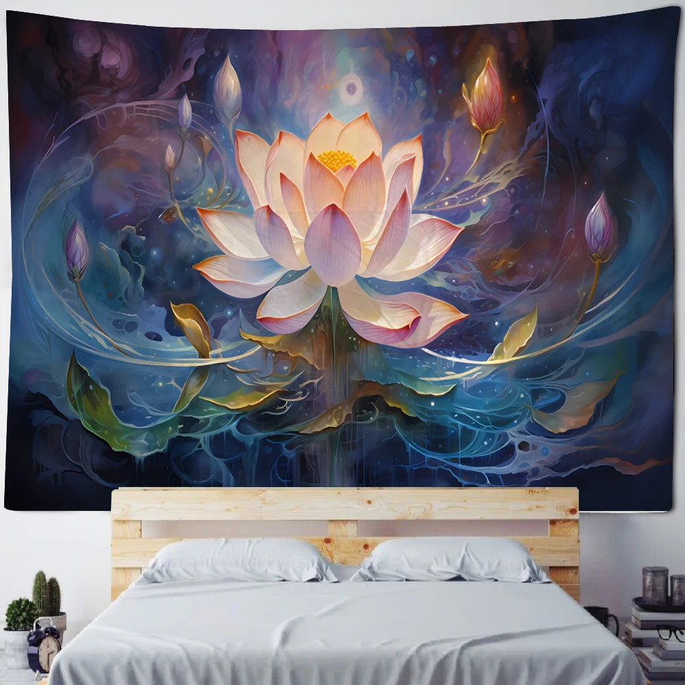 KIMLUD, Meditation Lotus Tapestry Wall Art, Large Tapestry Mural Decoration, Home, Bedroom, Living Room Decoration, 1 / 150x100cm, KIMLUD APPAREL - Womens Clothes