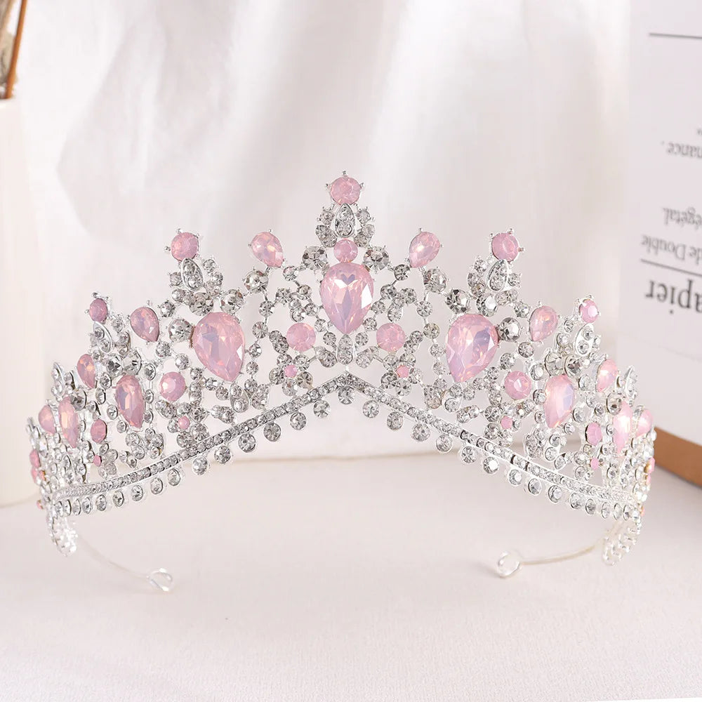 DIEZI Vintage Baroque Dark Blue Crystal Crown Bridal Hair Accessories Elegant Queen Tiaras Diadem Girls Wedding Dress Headbands