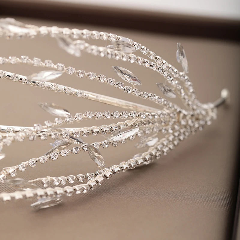 Silver Color Gold Fashion Hair Accessories Crystal Rhinestone Hairbands For Women Bride Tiaras And Crown Headpiece Jewelry