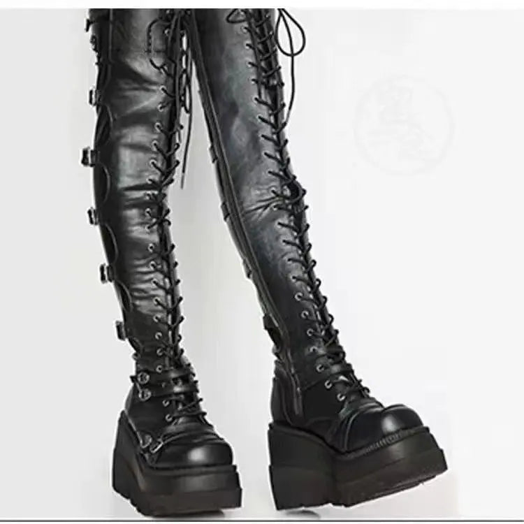 KIMLUD, Autumn Winter Wedges Long Boots for Women Over-the-knee Boots Cosplay High Platform Women Boots New High Heel Gothic Botas Altas, black / 39, KIMLUD APPAREL - Womens Clothes