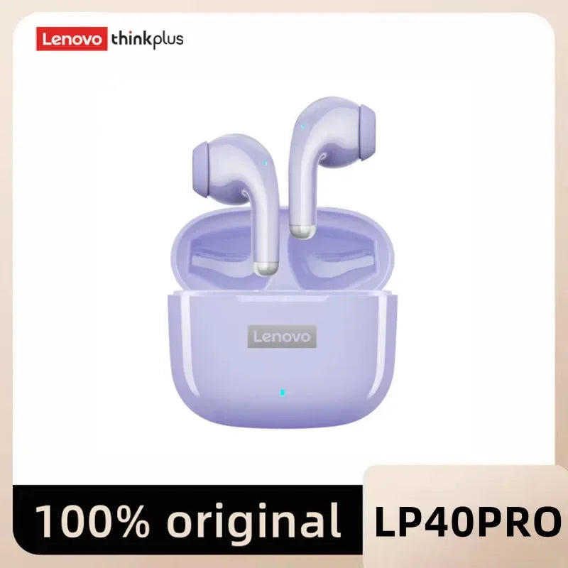 Original Lenovo LP40 Pro TWS Earphones Wireless Bluetooth 5.1 Sport Noise Reduction Headphones Touch Control 250mAH Earphones - KIMLUD