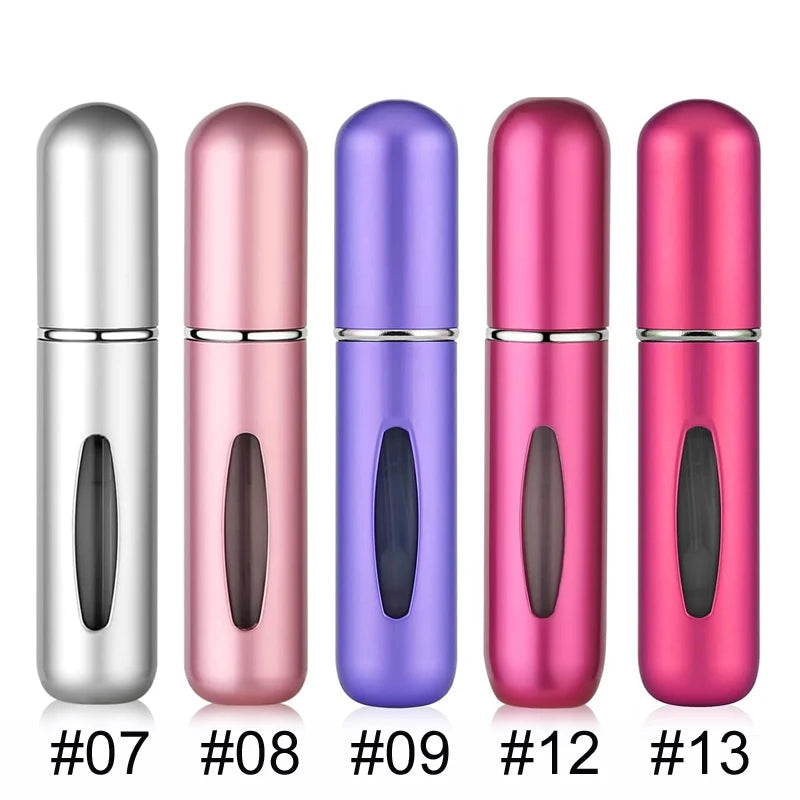 5ml Multi Color Aluminum Mini Perfume Bottle with Spray Pump Portable Empty Refillable Atomizer Bottle for Travel Essential - KIMLUD