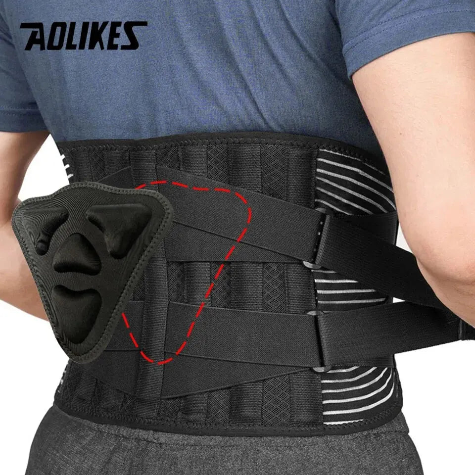 KIMLUD, AOLIKES Lower Back Brace with 6 Stays Anti-skid Orthopedic Lumbar Support Breathable Waist Support Belt for Gym Pain Relief, Upgrade with pad / XL, KIMLUD APPAREL - Womens Clothes