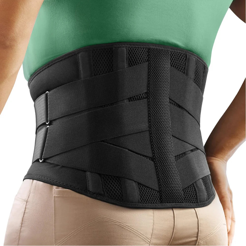 KIMLUD, Double Pull Back Lumbar Support Belt Waist Orthopedic Corset Men Women Spine Decompression Waist Trainer Brace Back Pain Relief, A-black / L, KIMLUD APPAREL - Womens Clothes