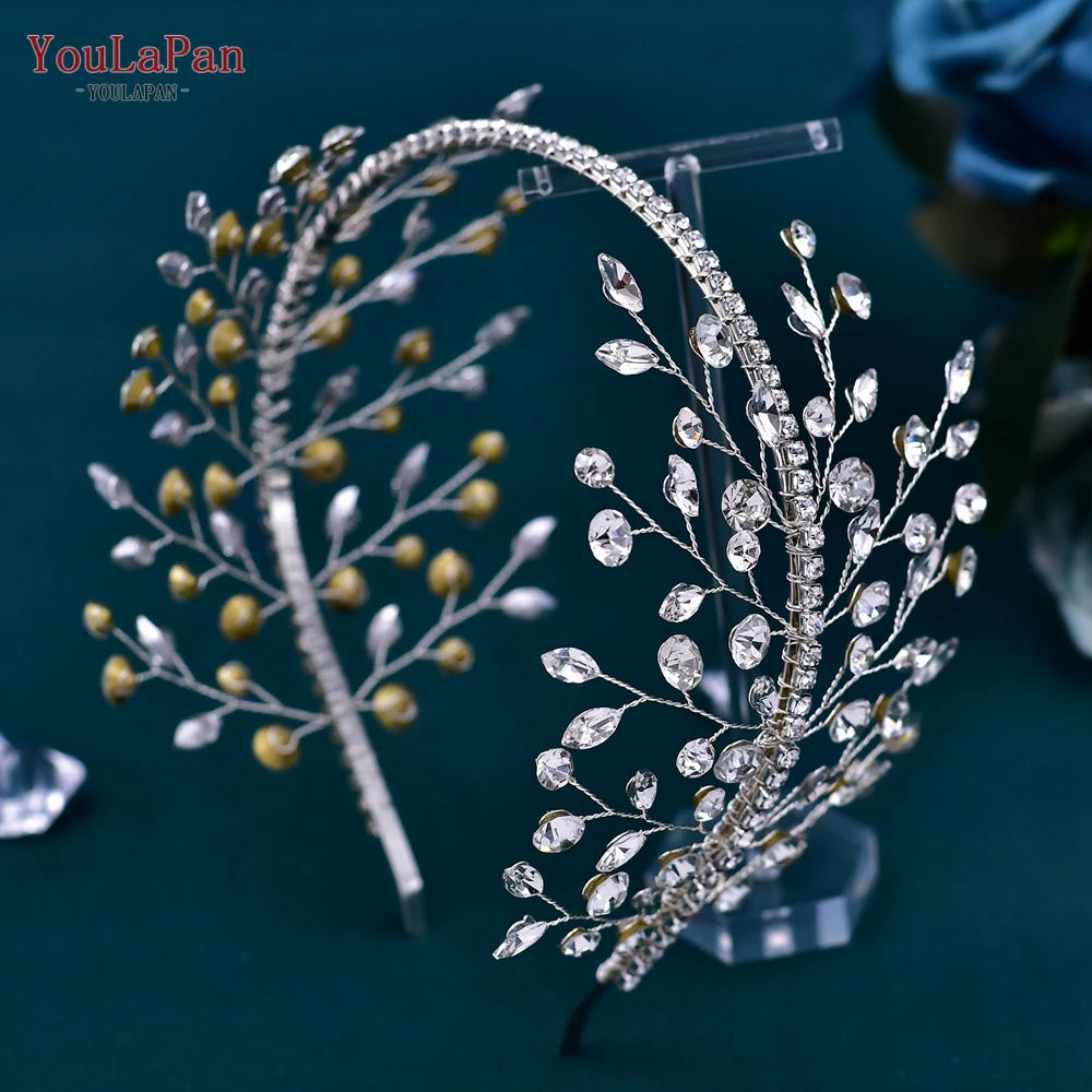 YouLaPan Wedding Headband for Bride Rhinestone Bridal Hair Accessories Bridesmaid Headpiece Party Woman Headdress Jewelry HP588