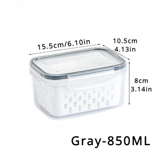 Refrigerator Preservation Storage Box Drain Basket Storage Containers Sealed Box Vegetable and Fruit Food Grade Drain Box