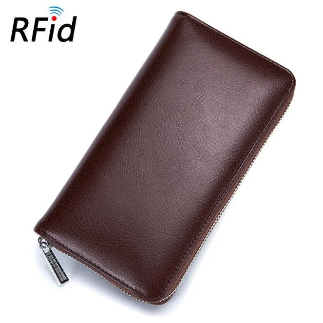 Men wallet genuine leather passport RFID long large capacity organ mobile phone  multi function card holder unisex wallets