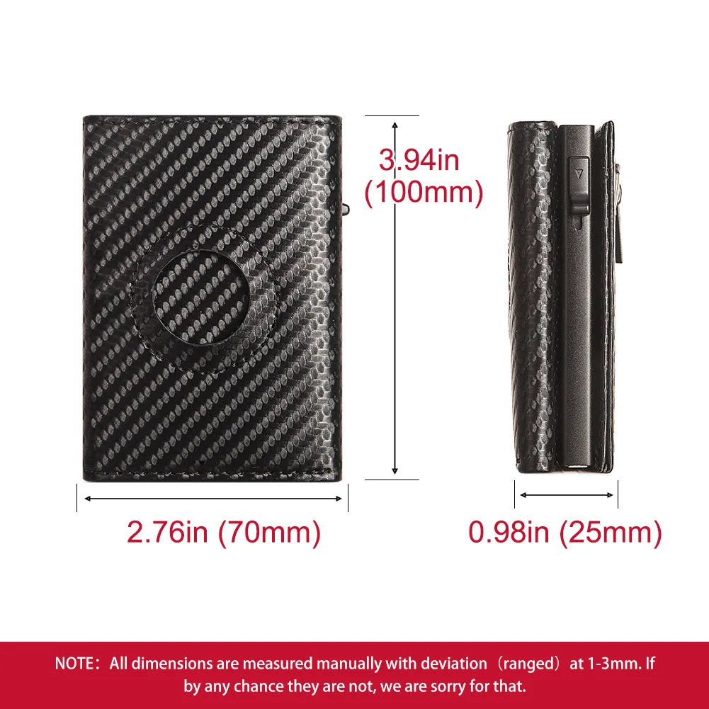 New Fashion Pop-up Card Holder Carbon Fiber  Leather AirTag Wallet for Women Rfid Card Holder for Men Card Holder Mini Wallets