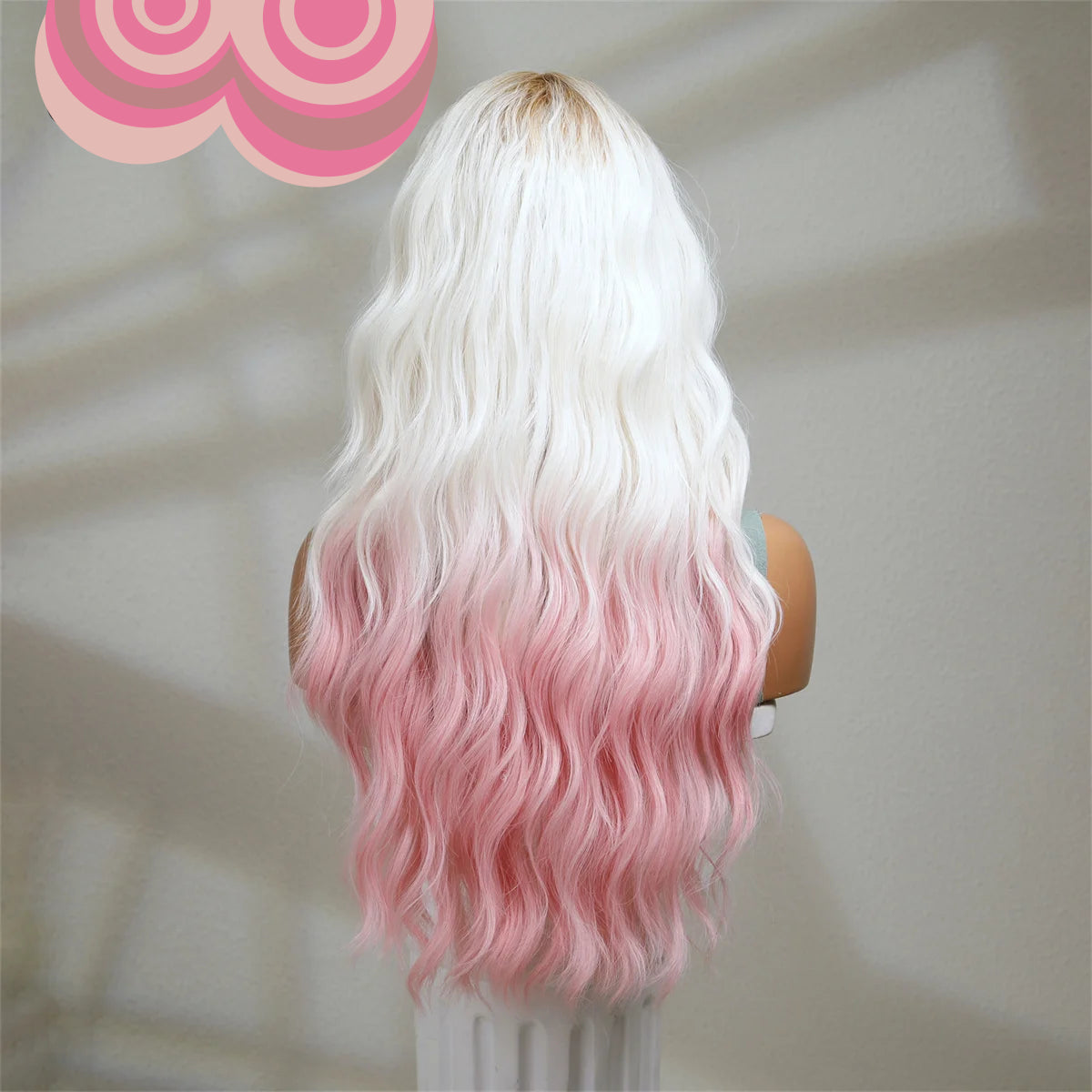 KIMLUD, oneNonly Pink White Long Wig Blonde Rainbow Wavy Wigs Halloween Cosplay Party Wigs for Women Makeup Tools Synthetic Hair, KIMLUD Womens Clothes