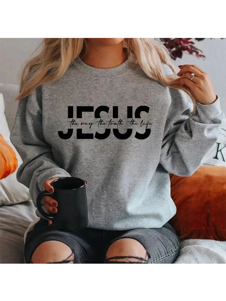 Jesus The Way The Truth The Life Sweatshirt Christian Hoodie Jesus Gift Religious Pullovers Women Sweatshirts Christian Gifts