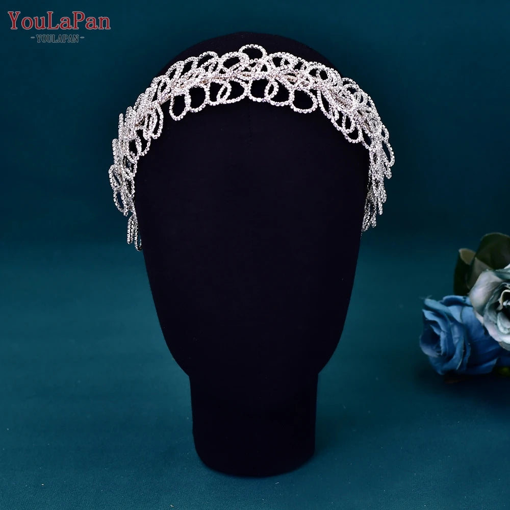 YouLaPan Wedding Headband for Bride Rhinestone Bridal Hair Accessories Bridesmaid Headpiece Party Woman Headdress Jewelry HP588