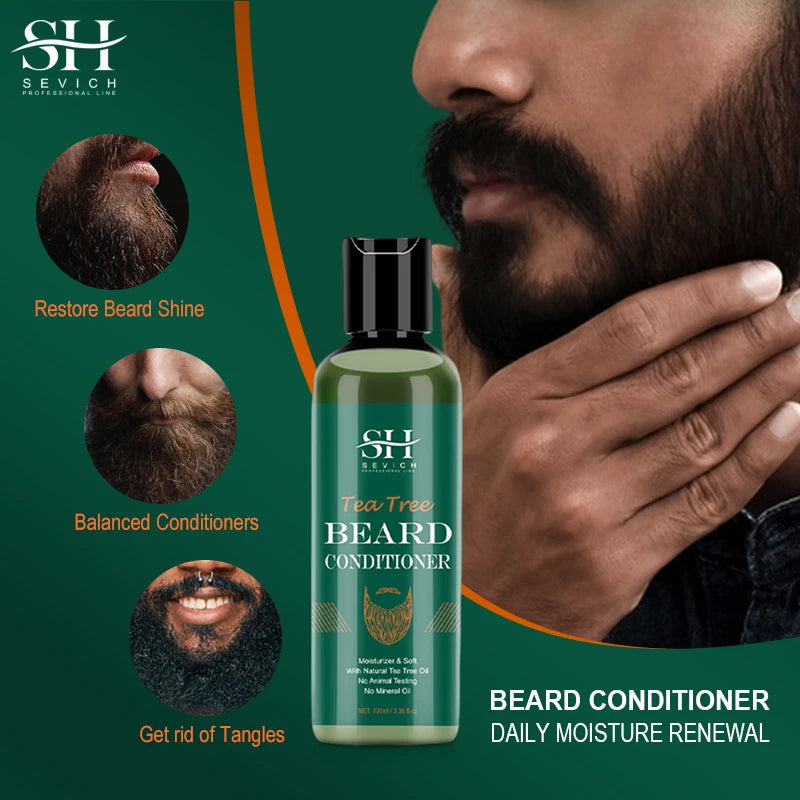 2023 Beard Growth Kit For Men Nourishing Moisturizing Moustache Growth Enhancer Oil Tea Tree Anti Hair Loss Shampoo Beard Care