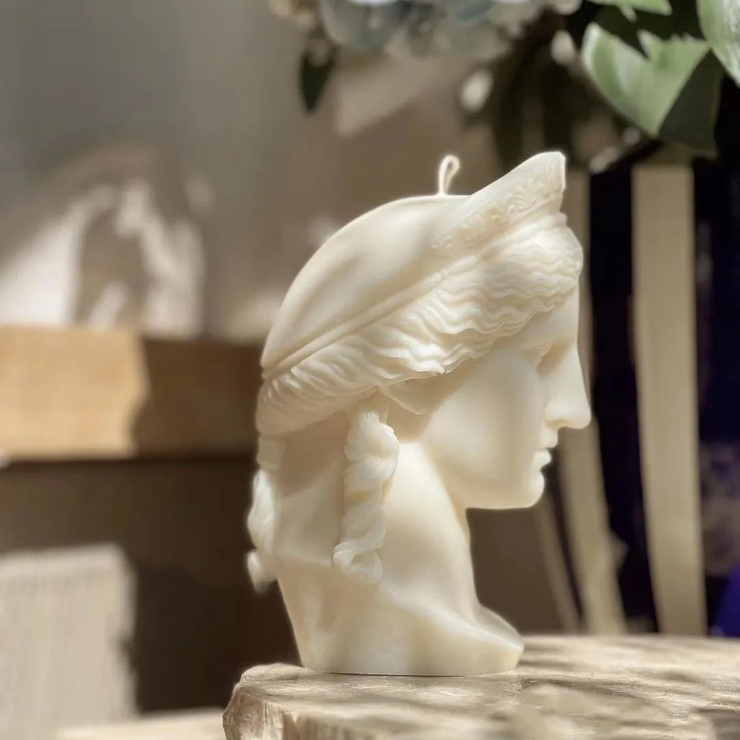 3D Art Hera Athena Statue Silicone Candle Molds Greek Goddess Plaster Portrait Mould Roman Sculpture Art Wax Candles Mould