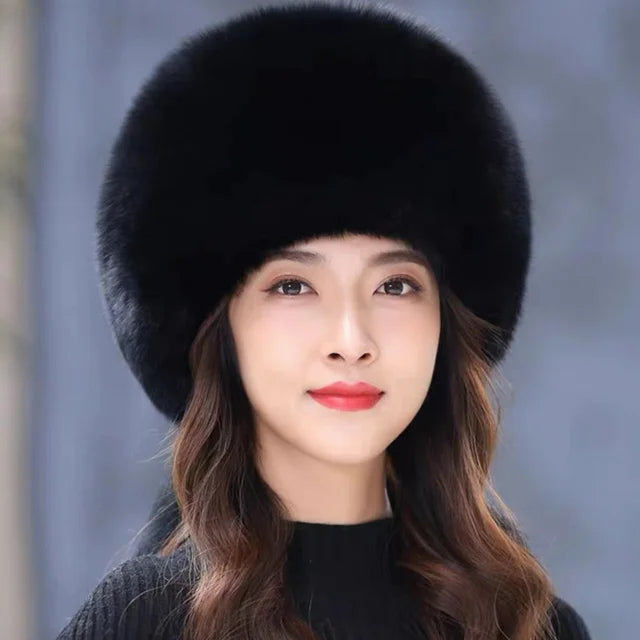 Real Fox Fur Hat Winter Natural Fur Snow Hat For Ladies Thick Outdoor Beanies Caps Russians Skiing Hats Bomber White Fur Caps