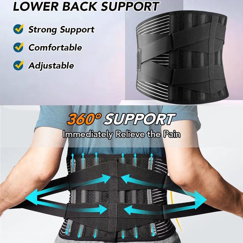 KIMLUD, AOLIKES Lower Back Brace with 6 Stays Anti-skid Orthopedic Lumbar Support Breathable Waist Support Belt for Gym Pain Relief, KIMLUD Womens Clothes