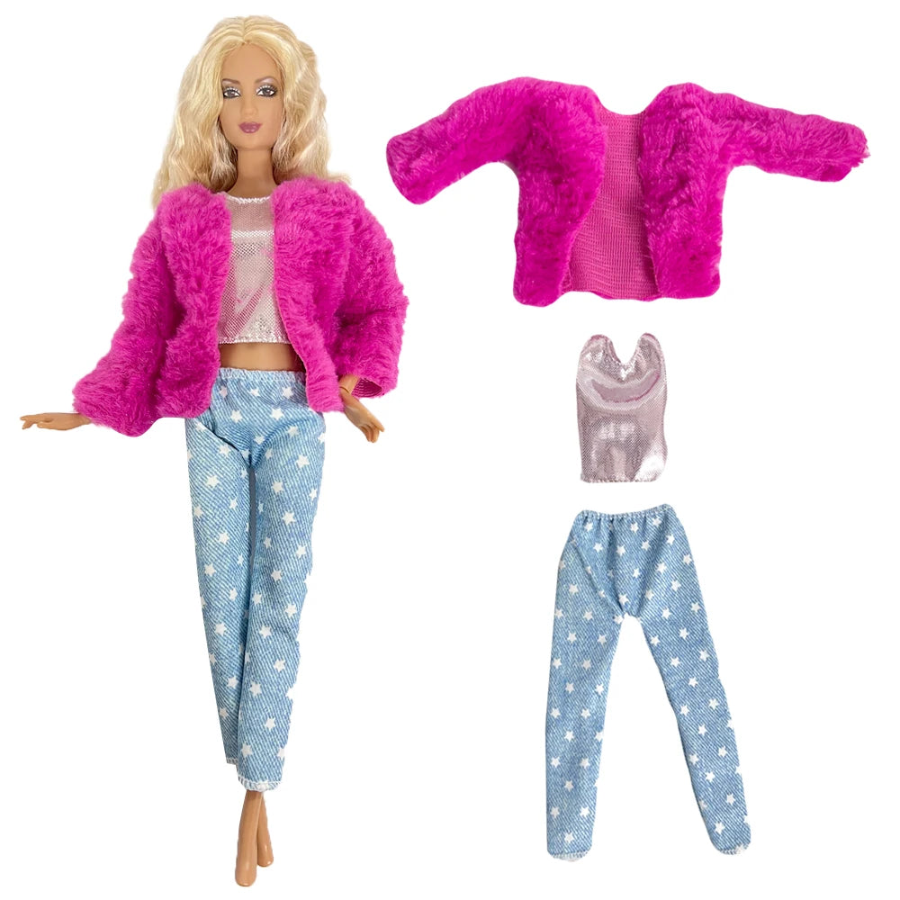 KIMLUD, NK New Outfit  For 1/6 FR Doll Clothes Dress Fashion  Fur  Coat Top Pants Clothing For Barbie Doll Clothes Doll Accessories JJ, KIMLUD Womens Clothes