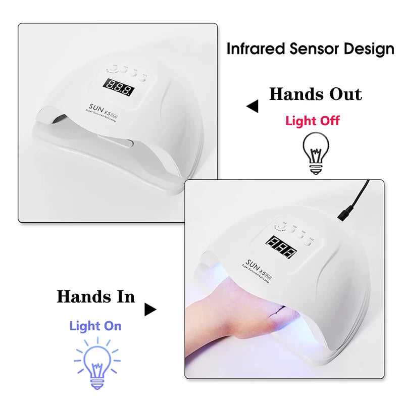 LED Nail Lamp For Manicure 72W Nail Dryer Machine UV Drying Lamp For Curing UV Gel Nail Polish With Motion Sensing LCD Display