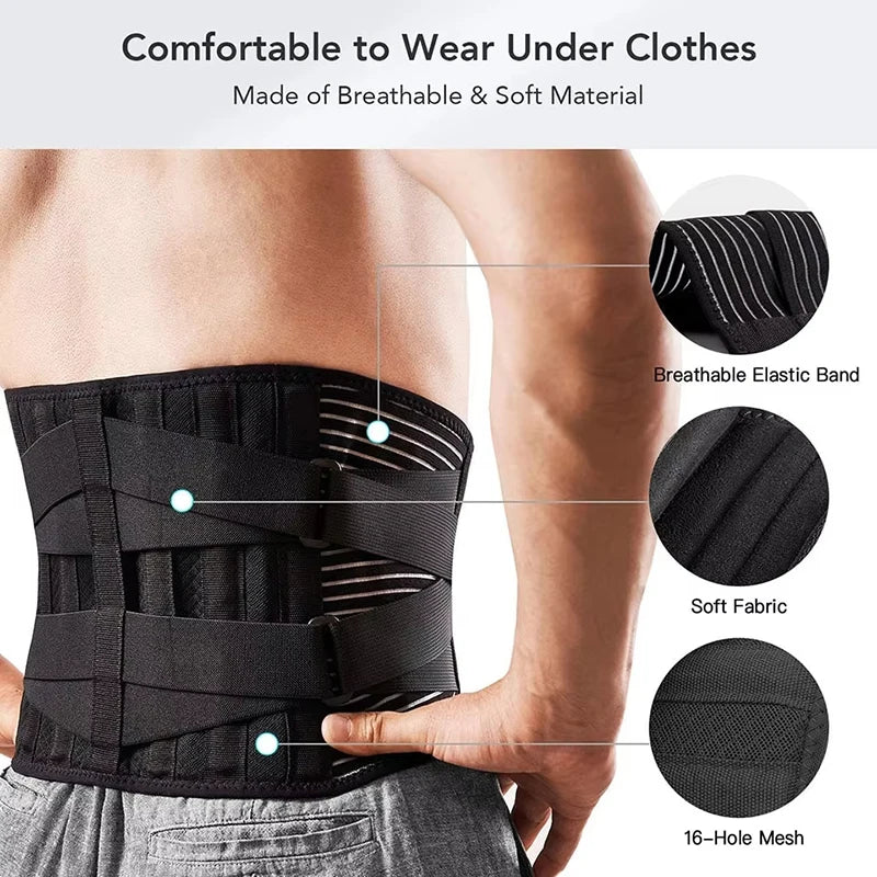 KIMLUD, Men Women Lower Back Brace with 6 Stays Anti-skid Orthopedic Lumbar Support Breathable Waist Support Belt for Gym Pain Relief, KIMLUD Womens Clothes