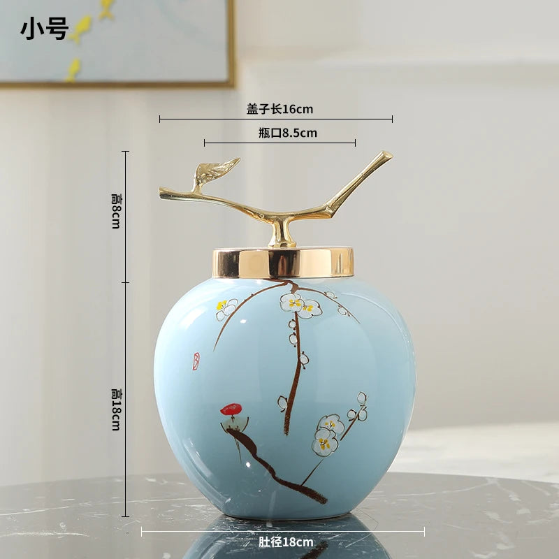 KIMLUD, Modern Chinese Hand-painted Vases, Living Room Ceramic Light Luxury Table Decorations, Countertop Vases, Produced in Jingdezhen, D, KIMLUD APPAREL - Womens Clothes