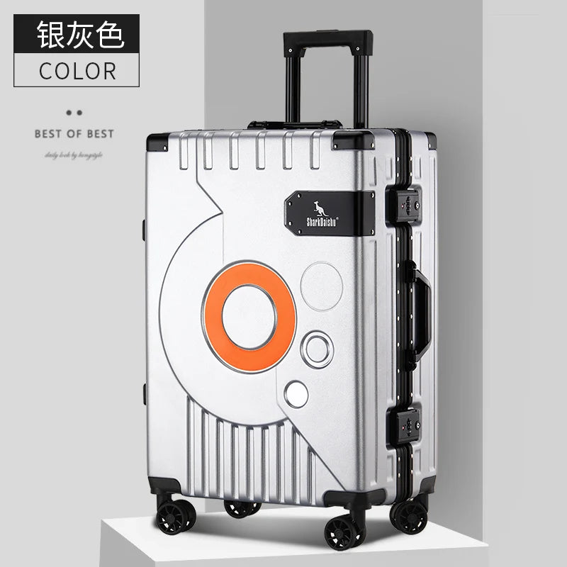 New Aluminum frame fashion travel luggage silent large-capacity trolley suitcase 20 inch suitcase carry on 24 inch password box