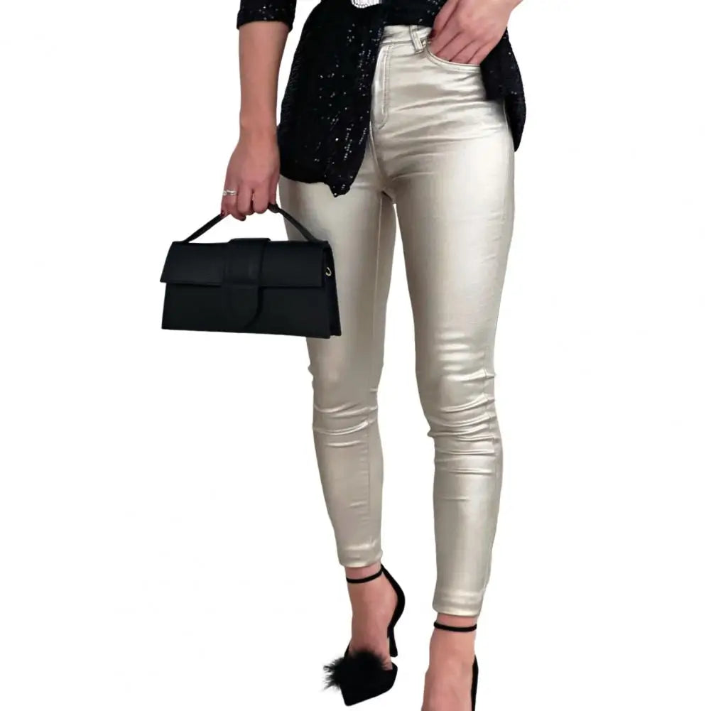 Women Leggings Ankle-Length Tight Stretchy Faux Leather Lady Trousers Leggings Pants Women Clothing