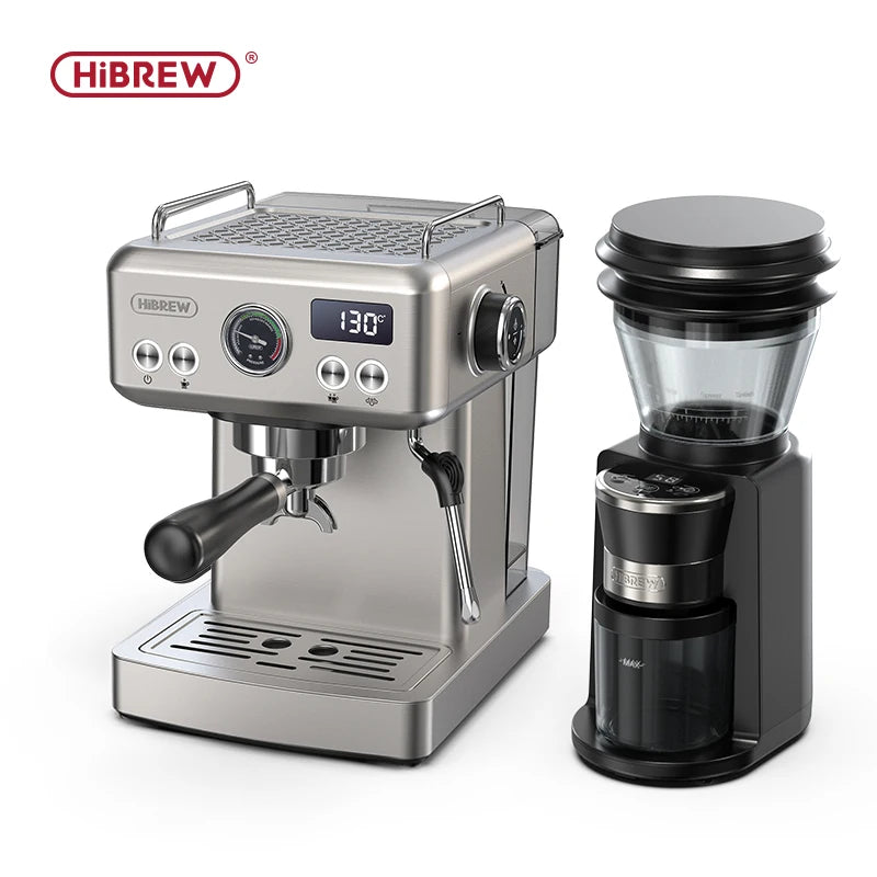 HiBREW 20Bar Semi Automatic Espresso Coffee Machine Temperature Adjustable 58mm Portafilter Cold/Hot Coffee Maker Metal CaseH10A