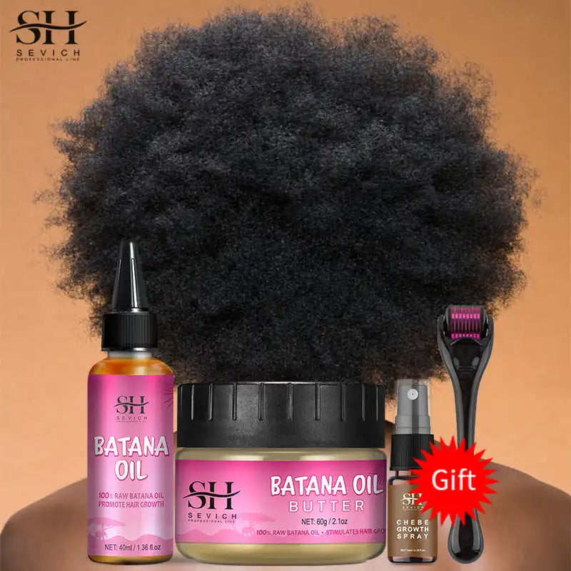 100% Batana Hair Fast Growth Oil Set African Crazy Traction Alopecia Batana Hair Mask chebe oil Hair Regrowth Treatment Sevich