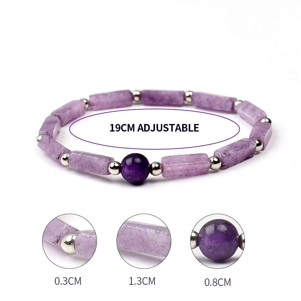 KIMLUD, Natural Amethyst Body-purify Slimming Bracelet Stone Energy Yoga Bracelets for Women Weight Loss Bracelet Fatigue Relief Healing, KIMLUD Womens Clothes