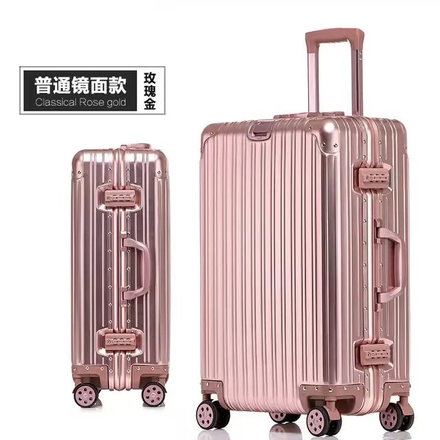 High Quality 100% Aluminum-magnesium alloy material 20/24/26/29 size travel Luggage Spinner brand Travel Suitcase