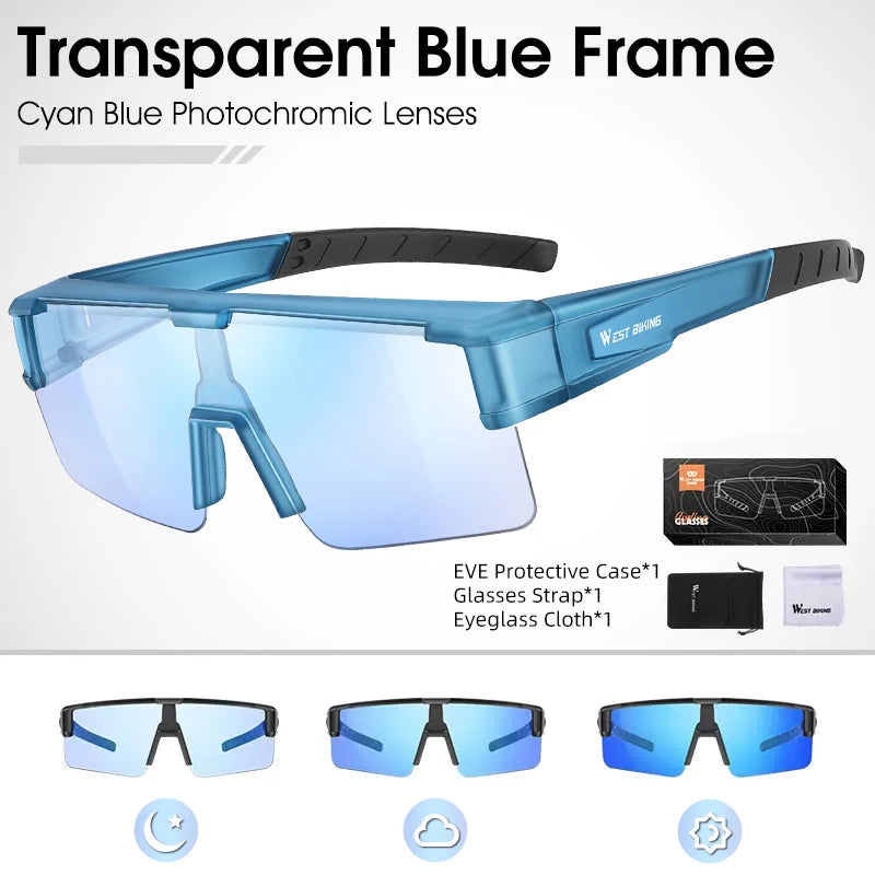 WEST BIKING Photochromic Cycling Glasses Fit Over Myopic Sunglasses UV 400 Polarized Glasses Driving Fishing Eyewear Goggles