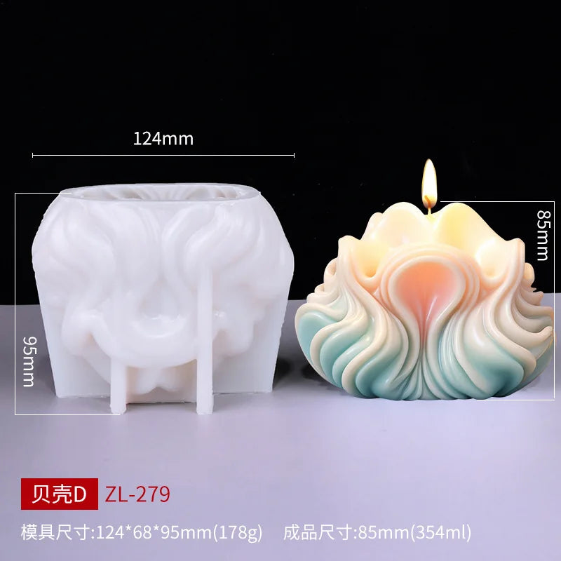 KIMLUD, New Ocean Shell Coral Candle Silicone Mold Handmade Aromatherapy Candle Decoration Coral Flower Shell Cake Soap Epoxy Resin Mold, D mold  as show, KIMLUD APPAREL - Womens Clothes