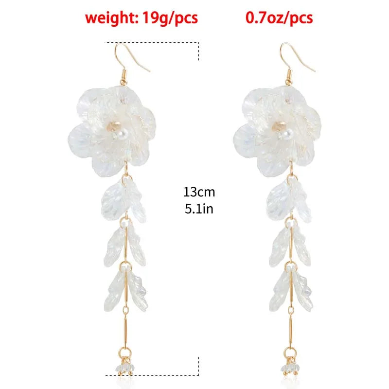 Creative Punk Flower Tassel Collar Necklaces for Women Elegant Crystal Colorful Petal Pendant Necklace Wedding Jewelry Set Gifts