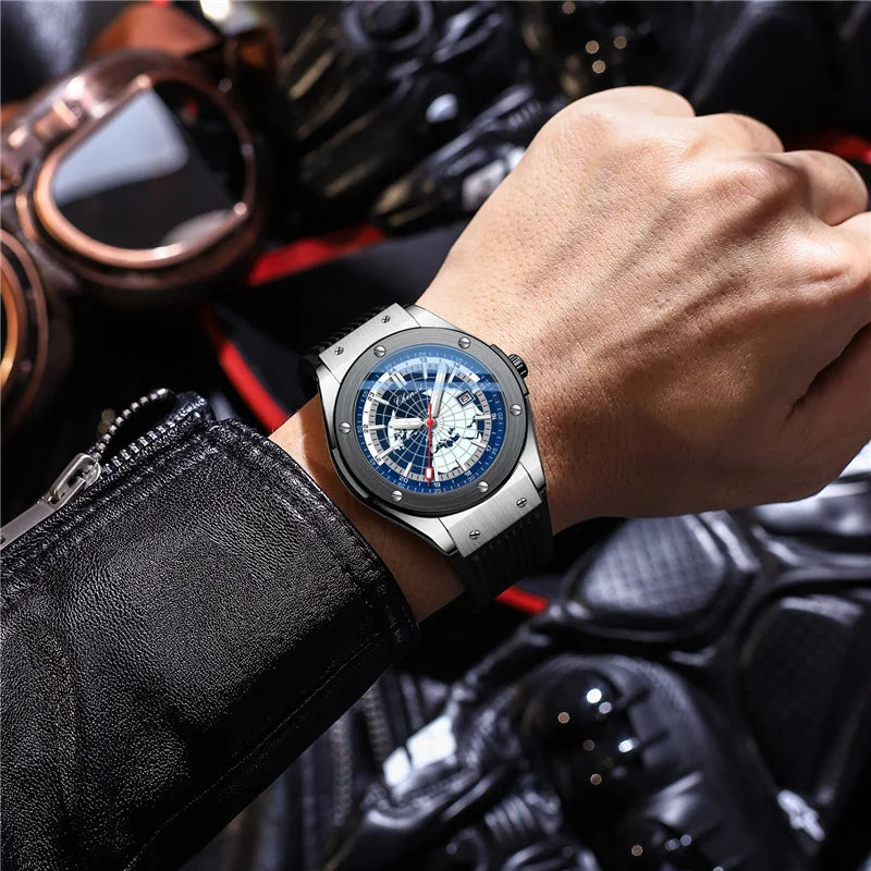 CHENXI 82442 Men's Quartz Watch Casual Unique Sport Watches Brand World Map Military Waterproof Male Wrist Watches Clock Gift