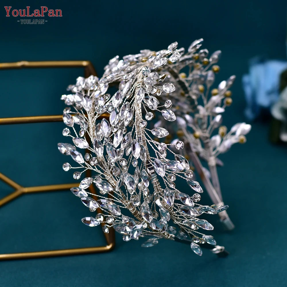 YouLaPan Wedding Headband for Bride Rhinestone Bridal Hair Accessories Bridesmaid Headpiece Party Woman Headdress Jewelry HP588