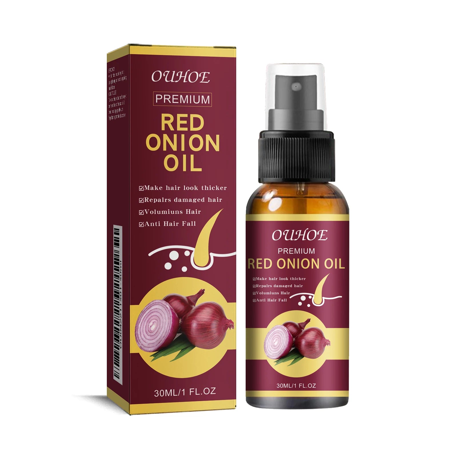 KIMLUD, Red Onion Hair Growth Essential Oil Hair Care Spray Prevent Hair Loss Nourish Hair Roots Improve Hair Texture Hair Care Products, 30ml, KIMLUD APPAREL - Womens Clothes