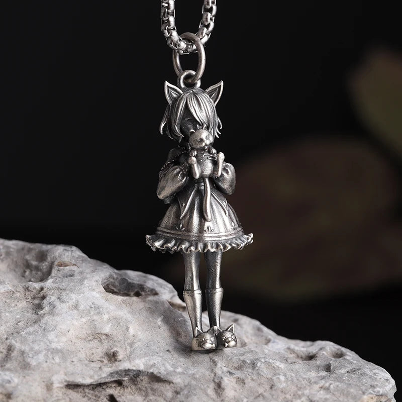 KIMLUD, Stainless Steel Creative Personality Prayer Angel Pendant Necklace Men and Women Fashion Trend Hip Hop Punk Accessories Jewelry, AL19491, KIMLUD APPAREL - Womens Clothes