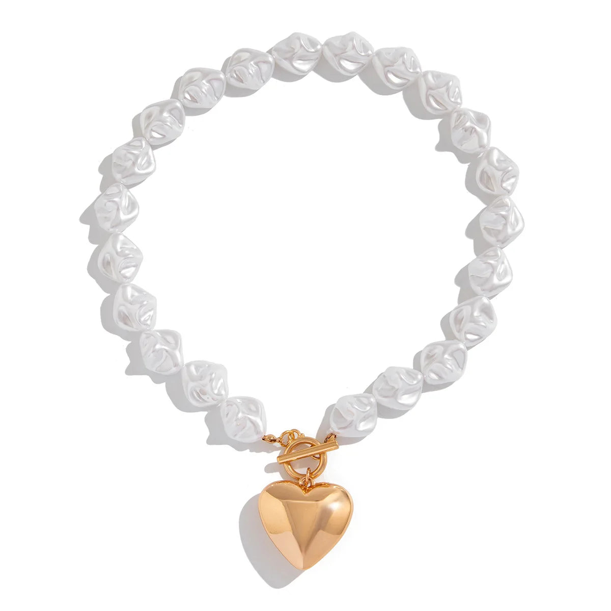 Retro Exaggerated Heart Shaped Pendant Short Necklace 2024 Women's Simple Sweet Imitation Pearl Girl Fashion Wedding Jewelry