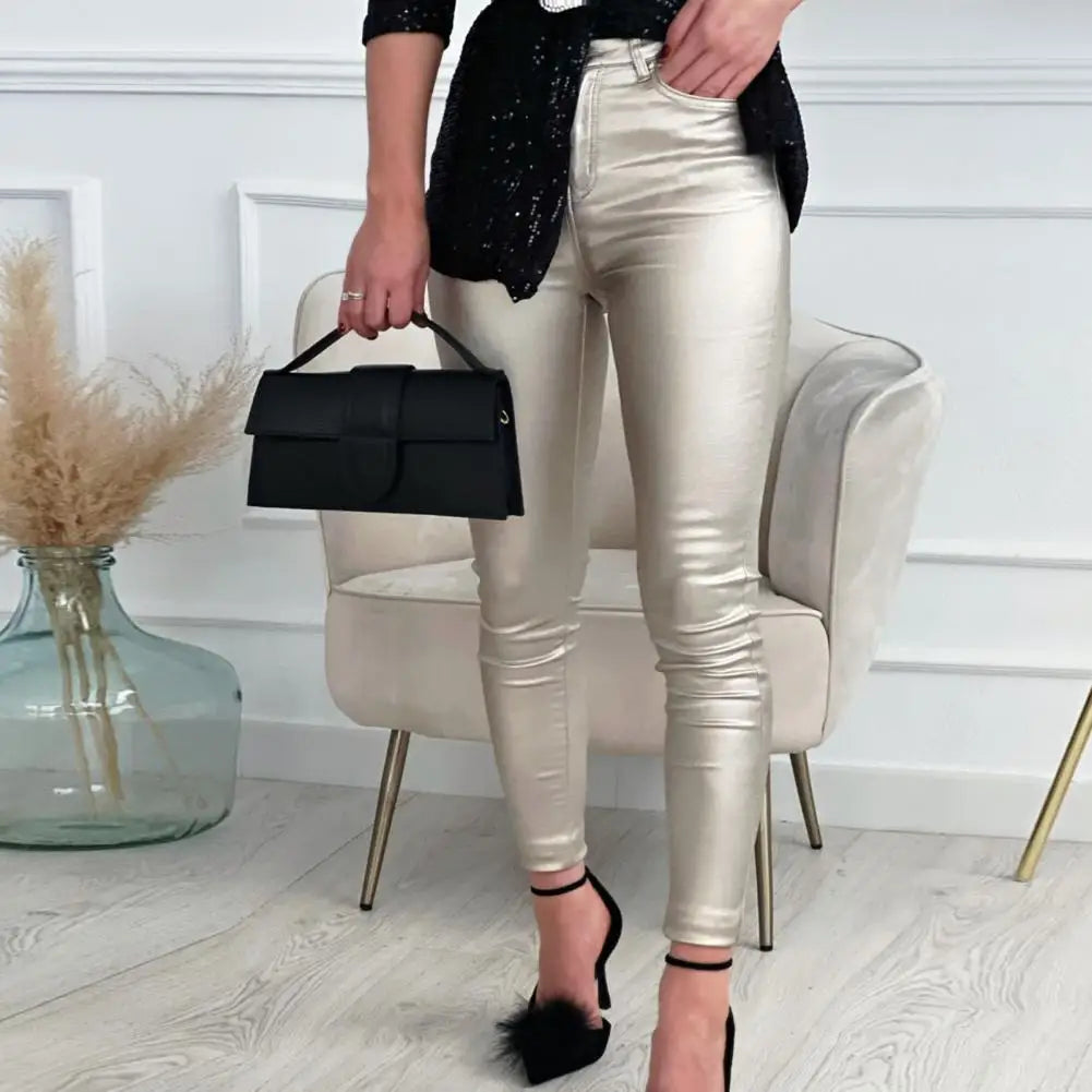 Women Leggings Ankle-Length Tight Stretchy Faux Leather Lady Trousers Leggings Pants Women Clothing