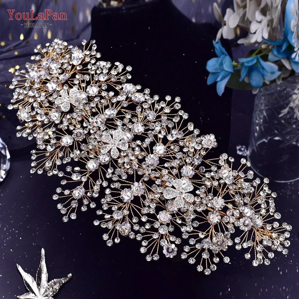 YouLaPan Bride Forehead Headband Sparkling Rhinestone Headpieces For Wedding Women Prom Party Head Jewelry Accessories HP599