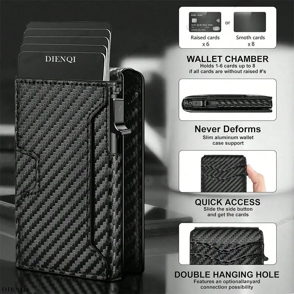 RFID Smart Men Wallets Anti-Theft Magnet Credit Card Holder Front Pocket Carbon Fiber Minimalist Wallet Bank Cardholder Case