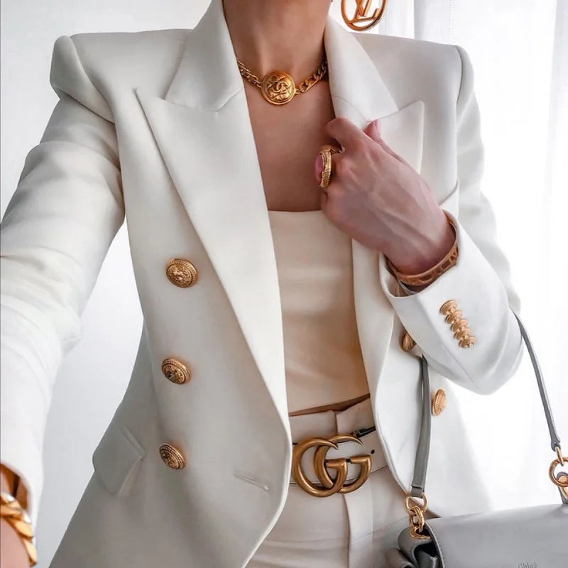 Ladies Fashion Solid Coat Luxury Female Coats Casual Blazer Korean Spring Autumn Clothing Women Slim Suit Coat Office Jacket