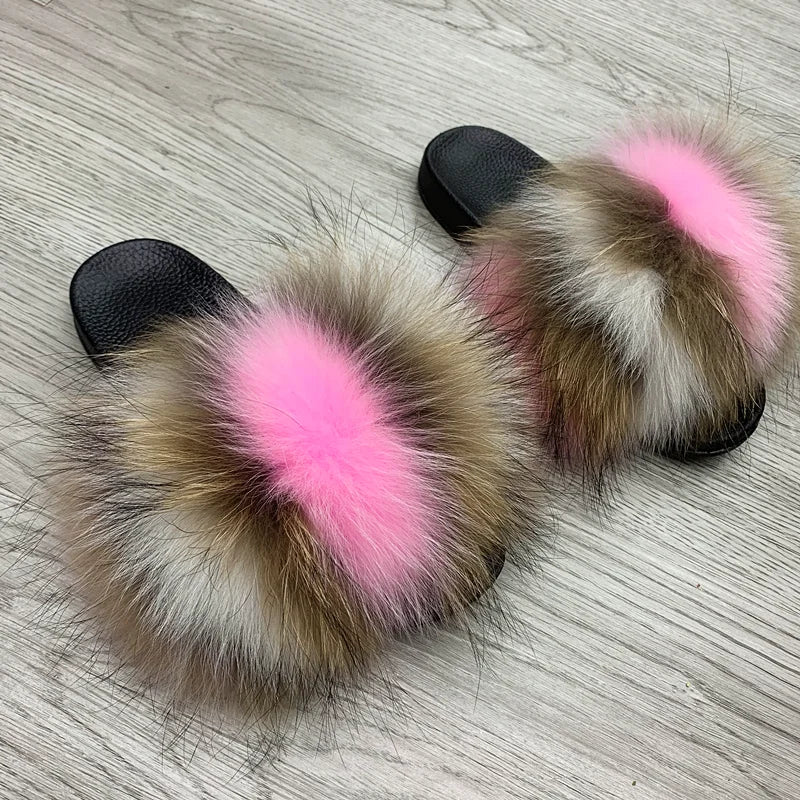 KIMLUD, New Arrival Girl Luxury Fluffy Fur Slippers Ladies Indoor Warm Furry Fur Flip Flops Women Amazing Plush Fur Slides Wholesale Hot, KIMLUD Womens Clothes