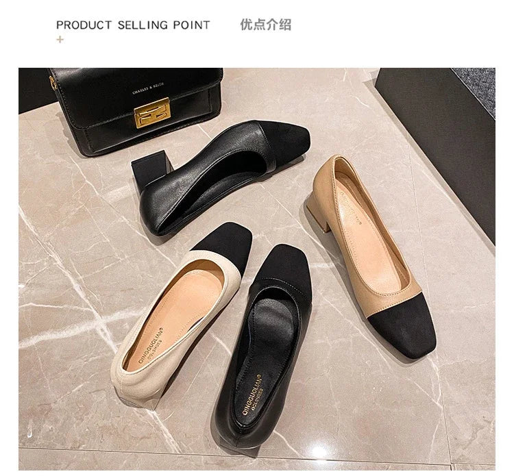 Women's High Heels Luxury Designer Shoes French Autumn New Slip on Casual Office Work Loafer Pumps Zapatillas Mujer 2024 - KIMLUD