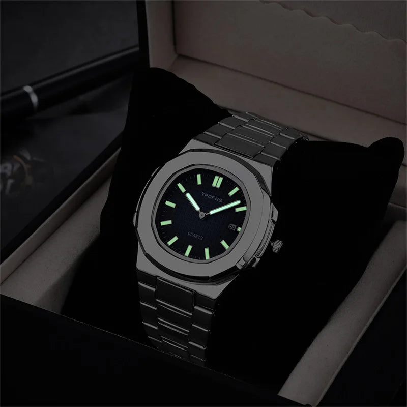 KIMLUD, Luxury Watch Business 30M Waterproof Male Clock Luminous Date Stainless Steel Square Quartz Men Watch reloj hombre 2024 New, KIMLUD Womens Clothes