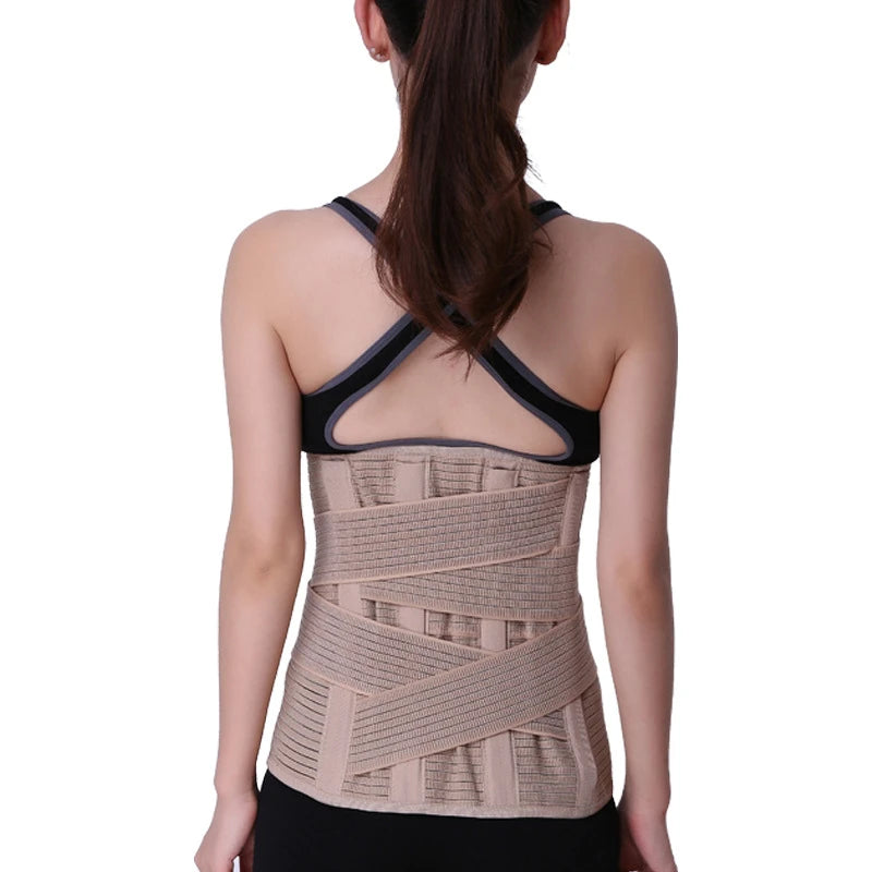 Upgrade Widen Back Brace Support Belt Breathable Compression Waist Trainer Lumbar Support Herniated Disc Waist Pain Relief Belts - KIMLUD