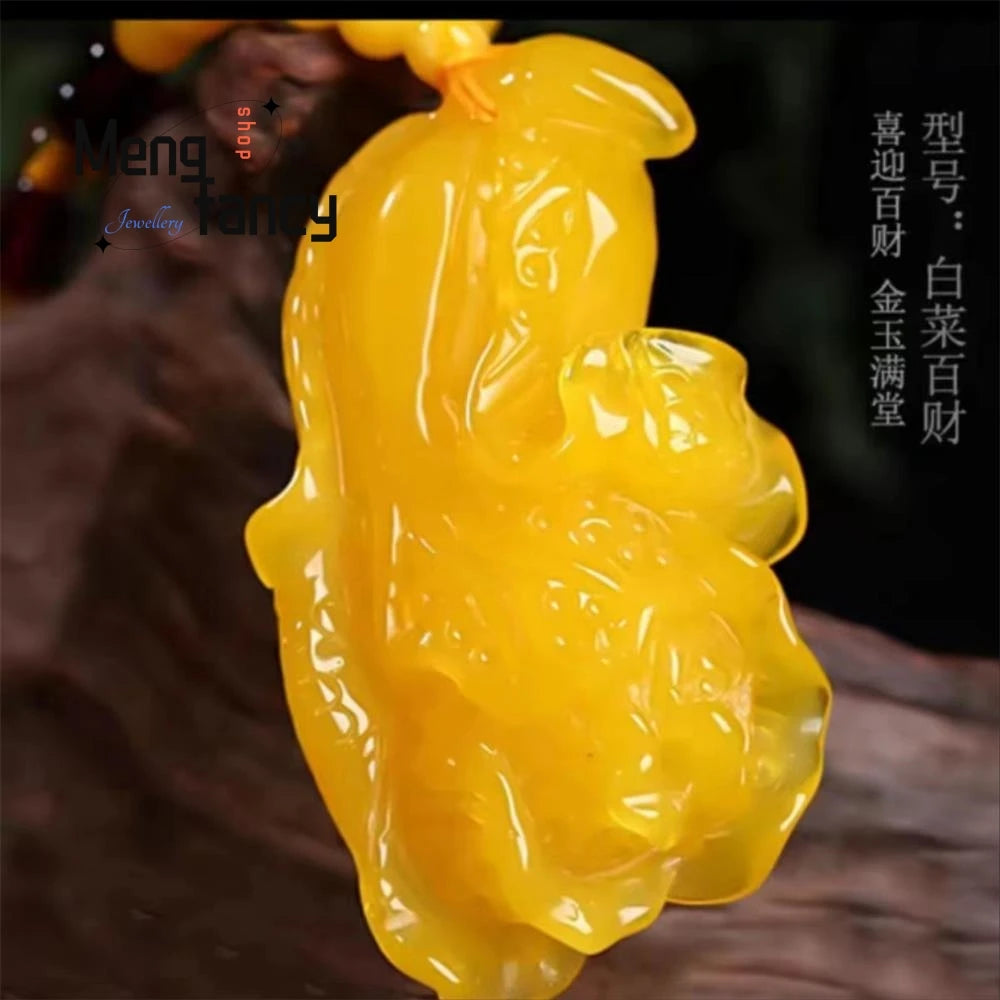 Beeswax Amber Chicken Oil Yellow Water Drop Rose Flower Money Bag Gourd Cabbage Pendant Natural Exquisite Fashion Fine Jewelry