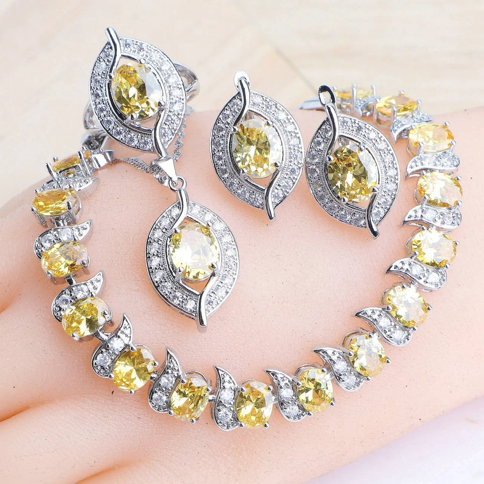 Purple Zircon Silver 925 Jewelry Sets Bridal Earrings Charms Bracelets For Women Ring Pendant Necklace Set Wedding Jewelry