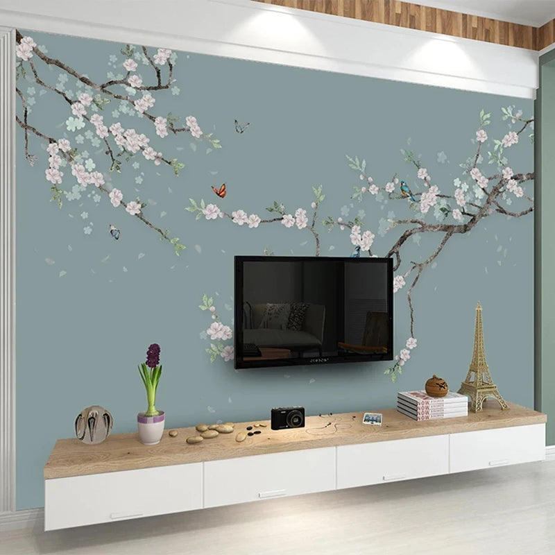 Chinese Style Hand Painted Flower And Bird Sofa TV Background 3D Photo Wallpaper Modern Bedroom Living Room Mural Wall Covering