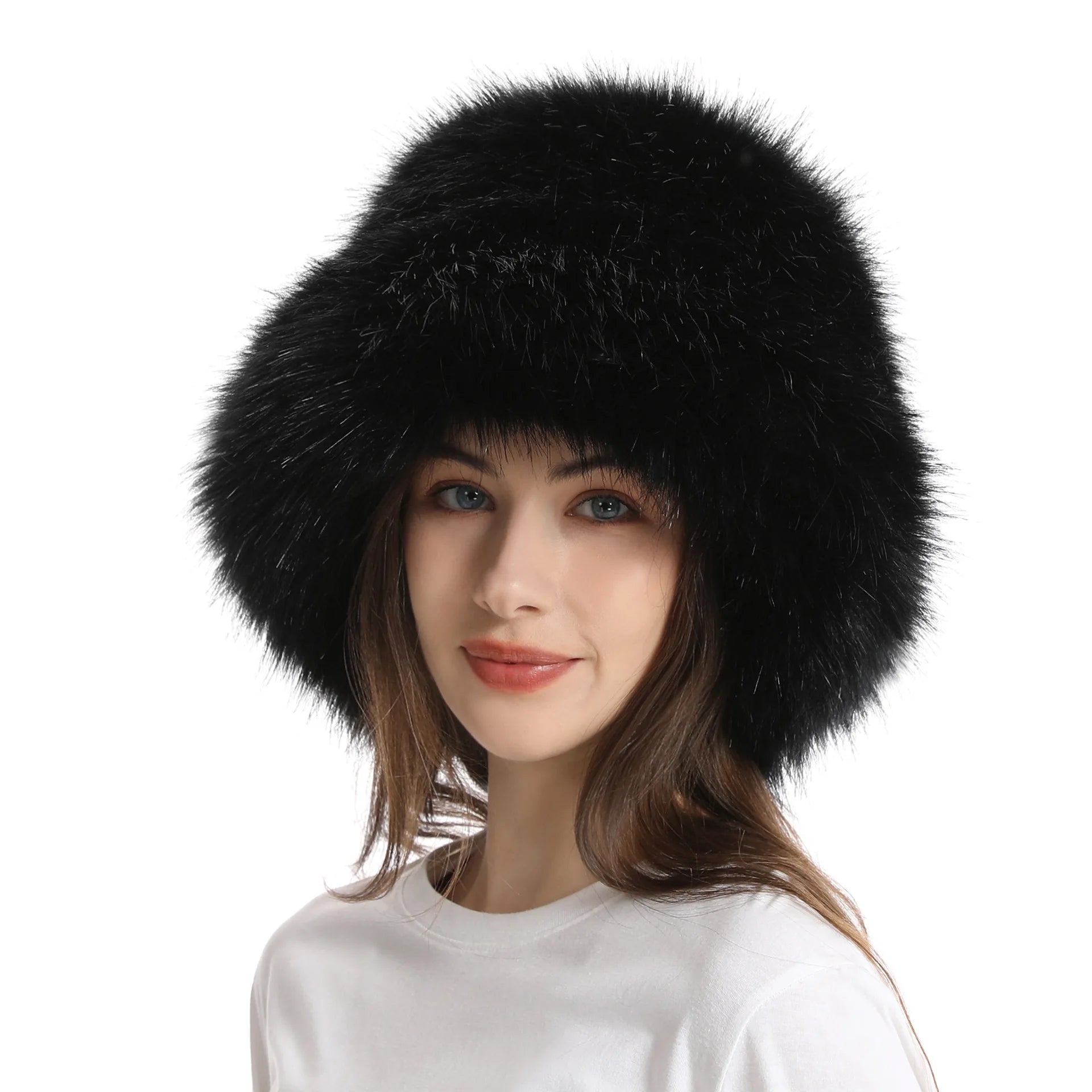 Red plush Bucket hat women's elegant autumn and winter fur bamboo hat Korean version advanced thermal cap cap 2023 large size